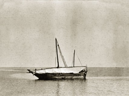 A captured gun runner. A gun runner, probably captured by the East India Squadron, part of the