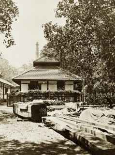 A Bombay dockyard. Discarded timber outside a government dockyard belonging to the Royal Indian