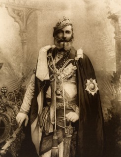 Maharajah of Orchha. Studio portrait of Sir Pratap Singh (1854-1930), Maharajah of Orchha, dressed