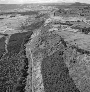 Kikuyu Reserve from the air. Aerial view taken from a Kenya Police Reserve (KPR) aircraft showing a
