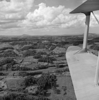 Kikuyu Reserve from the air. Aerial view taken from a Kenya Police Reserve (KPR) aircraft showing