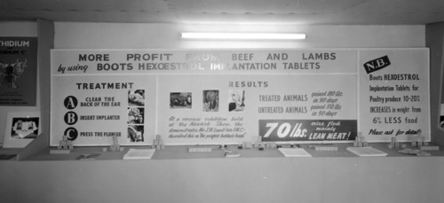 Advertising at the Royal Show. An advertising board on the Boots stand at the Royal Show promotes