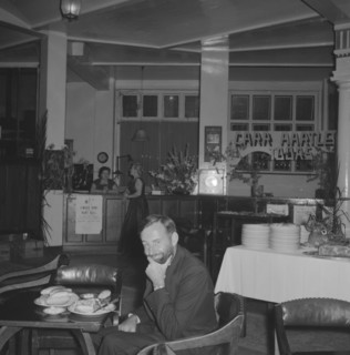 Charles Trotter at dinner. A rare photograph of Charles Trotter, a professional photographer whose