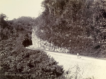 Railway track at Rubble Wall Bank. A newly completed railway track clings to the side of a mountain