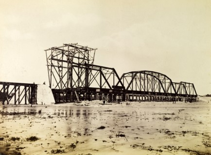 Bridge under construction. A railway bridge under construction on the Port Antonio extension line,