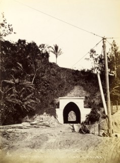 Railway tunnel 'No. 15'. Discarded wheelbarrows and timber litter the entrance to railway tunnel