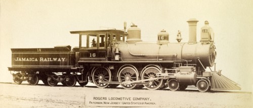 Number 16, Jamaica Railway. Profile shot of number 16, a steam locomotive designed and built for
