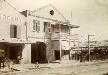 Jamaica Street Car Company. A building belonging to Kingston tramways, identified by a sign above