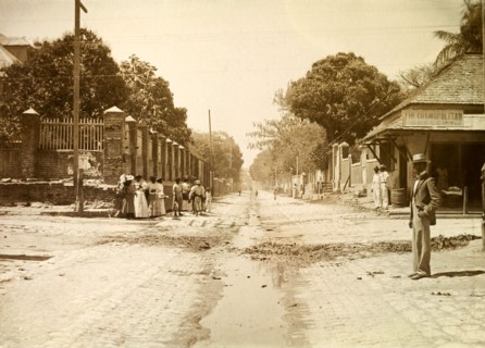 Street scene, Kingston. Street scene showing a sign that reads: 'Cars will not stop between North