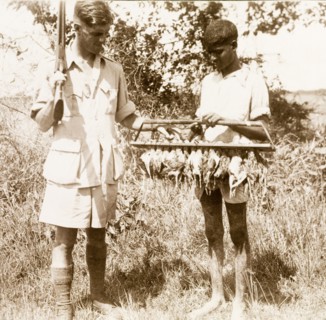 Bird shooting at Gokalpur. A British man identified as 'D.R.G.' ('Dennis') smokes a cigarette,