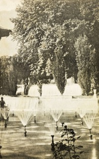 Shalimar Gardens, Srinagar. Fountains and waterfalls in the formal Shalimar Gardens. Srinagar,