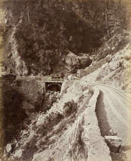 Darjeeling Hill Railway. A small bridge carries a section of the Darjeeling Hill Railway across a