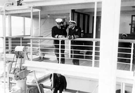 King George V and Sir Colin Keppel. King George V (r.1910-36) converses with Rear Admiral Sir Colin
