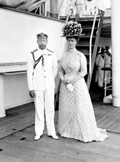 King George V and Queen Mary. Portrait of King George V (r.1910-36) and Queen Mary, pictured aboard