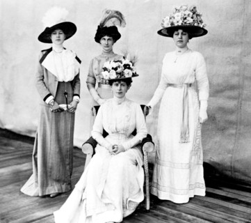 Queen Mary and her Ladies in Waiting. Portrait of Queen Mary (1867-1953) and her Ladies in Waiting,