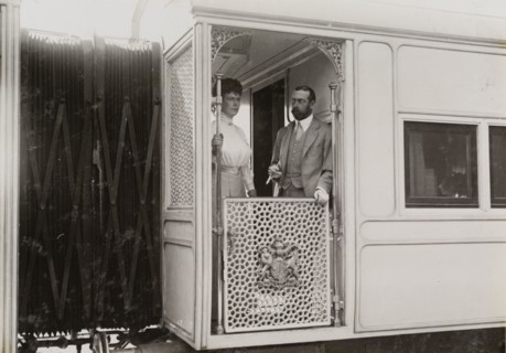 King George V and Queen Mary. King George V (r.1910-36) and Queen Mary on board the royal train.