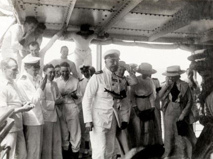 The Duke of Connaught joins in the fun. The Duke of Connaught is pictured with a fish tied around