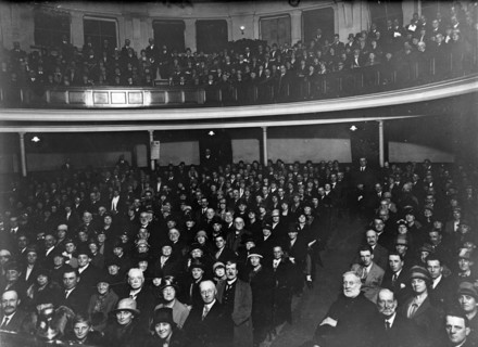 Anti-slavery meeting, Hull. English anti-slavery campaigners pack out a theatre in Hull for a