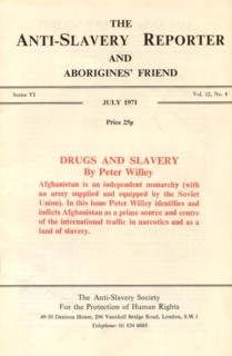 Anti Slavery Reporter', July 1971. Front cover of the 'Anti-Slavery Reporter and Aborigine's