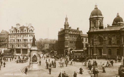 Victoria Square, Hull. View across Victoria Square in Hull, a statue of Queen Victoria standing