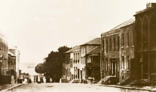 Main Street, Jamestown. View down Main Street looking towards the coast. Jamestown, St Helena,