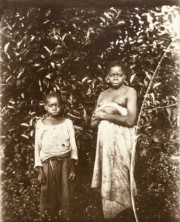 Inhabitants of Bioko. Portrait of a young woman and a boy, inhabitants of the island of Bioko.