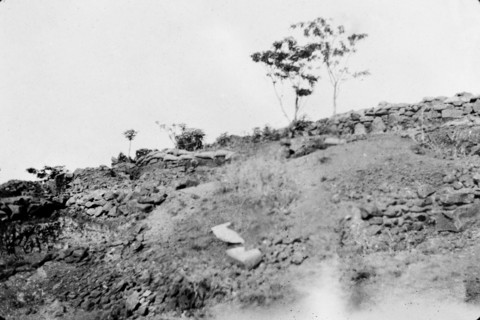Boer defenses at Hlangwani Hill. Roughly built stone walls form part of a Boer defense line, used
