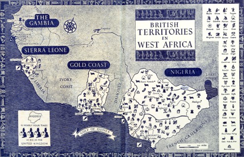 Map of 'British West Africa', 1952. A map taken from the inside covers of the 1952 'Empire Youth
