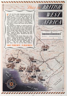 Map of 'British West Africa', 1952. A page taken from the 1952 'Empire Youth Album', entitled 'This