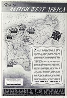 British map of Nigeria, 1952. A page taken from the 1952 'Empire Youth Album', entitled 'This is