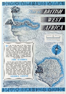 British map of Western Africa, 1952. A page taken from the 1952 'Empire Youth Album', entitled