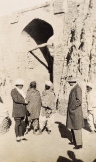 Colonial officer visiting a tomb. Sir Henry Staveley Lawrence (left), Acting Governor of Bombay,