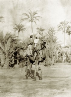 Margarert Lawrence rides a camel. Margaret Lawrence (b.1904), the daughter of Phyllis and Sir Henry