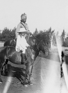 Margaret Lawrence rides with a 'sowar'. Margaret Lawrence (b.1904), the daughter of Phyllis and Sir