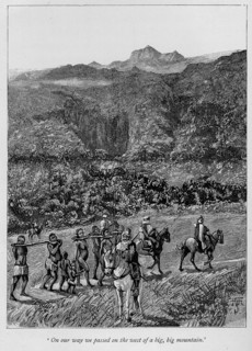 A slave caravan. A book illustration depicts a slave caravan of men, women and children being