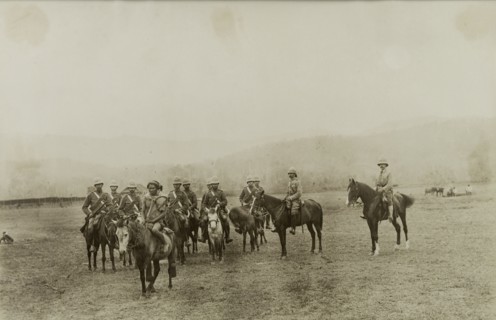 Wolseley and Smyth follow a scout. A local Burmese scout leads General Wolseley, Major Smyth and
