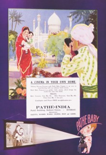 A cinema in your own home'. A full-page advertisement for 'Pathe' motion cameras and projectors,
