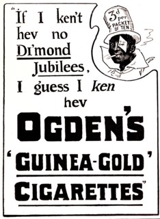 Ogden's Guinea Gold' cigarettes. A quarter-page advertisement for 'Ogden's Guinea Gold' cigarettes,