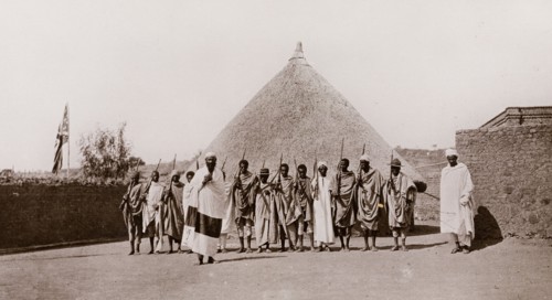 Armed guard at the Sudan-Ethiopia border. A number of armed Ethiopian men stand in front of a
