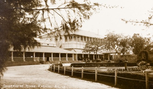 Government House in Karachi. View across a formal garden of Karachi's Government House, a large