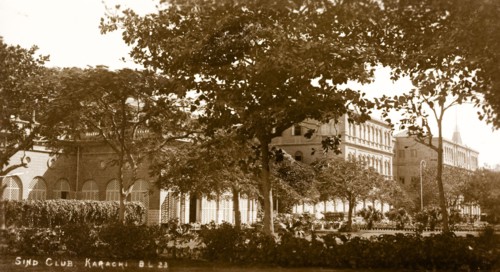 The Sind Club in Karachi. View across the front garden of the Sind Club in Karachi. Founded in