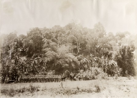 After the capture of Kyaing-Kwintaung. General Wolseley and soldiers of the Second Devonshire