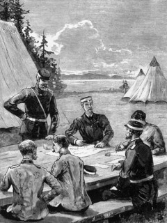 Viscount Wolseley on his Red River expedition. Viscount Wolseley (centre) takes part in