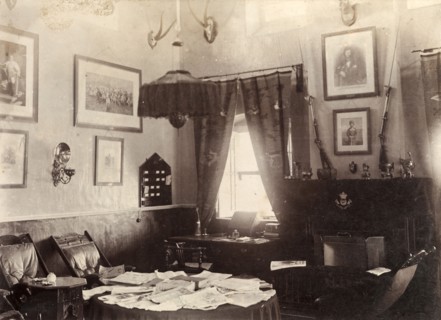 Ante room in a British Army mess building. Interior shot of an ante room in a British Army mess