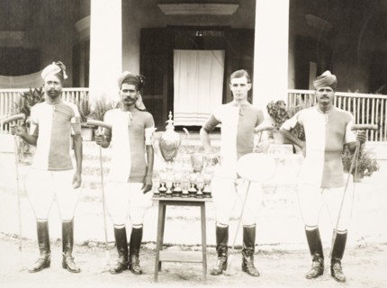 An Indian Police polo team. Members of an Indian Police polo team pose for a group portrait beside