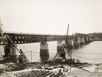 Benue Bridge in the final stages of construction. View of the Benue Bridge in the final stages of