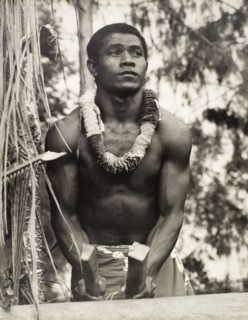 A secondary school student, Solomon Islands. A student of the King George VI School in Auki, drums