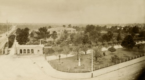 Government House, Adelaide. View of Government House surrounded by formal gardens. Adelaide,
