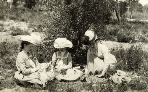 Playing with tiger cubs at Perth Zoo. Annie Lawley (right) and her daughters, Ursula (left) and