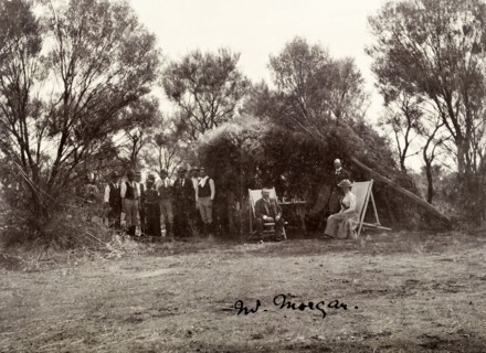 The Lawleys share a drink with Alfred Morgans. Sir Arthur Lawley, Governor of Western Australia,
